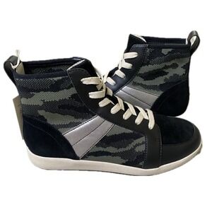 Sanctuary NEW High Top Sneaker Boots Major Mixed Media Camo Leather Shoes Sz 6.5